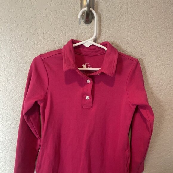 Primary.com Primary Girls 4 5 Dress Polo Pink Long Sleeve  Pockets - Picture 3 of 10